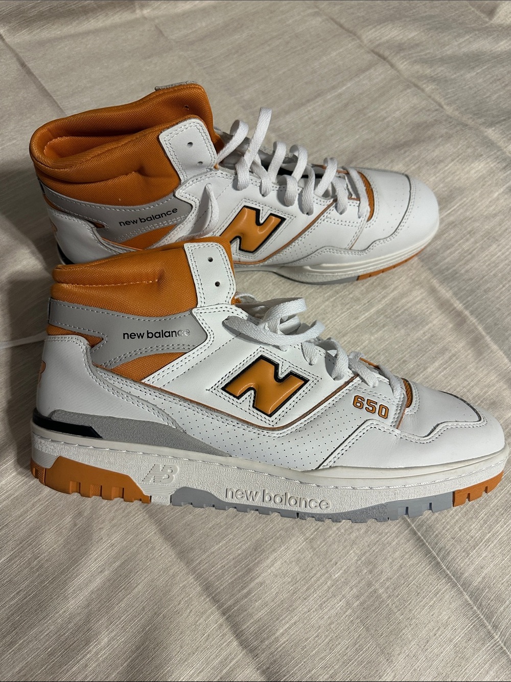 Men’s New Balance 650 Canyon (white and orange/gold). Like new! Size 13